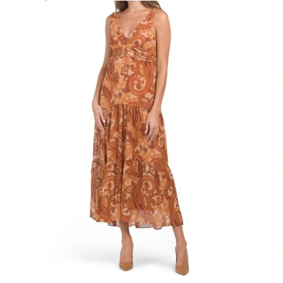 Taylor Dresses & Skirts - TAYLOR MULTI PAISLEY NWT Sleeveless V-neck Tiered Paisley Maxi Dress Size 4